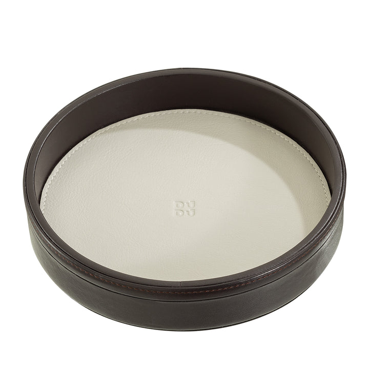 DUDU Empatata from round entrance in leather, small tray of 16cm multicolor design, decorative object of the house