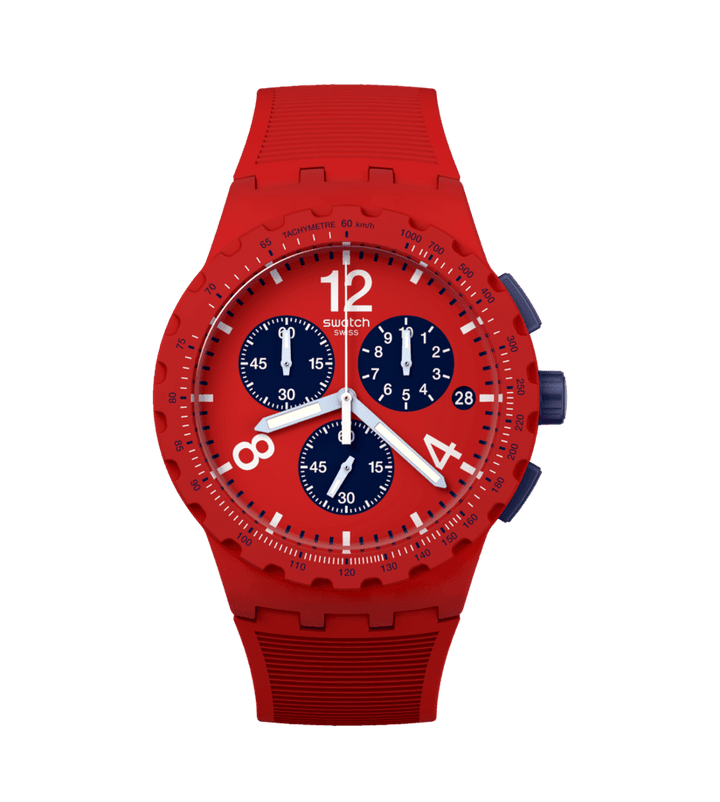 Swatch orologio PRIMARILY RED Originals Chrono 42mm SURS407 - Capodagli 1937