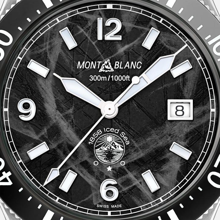 Montblanc montre 1858 Ice Sea Automatic Date 41mm noir automatique acier 129371
