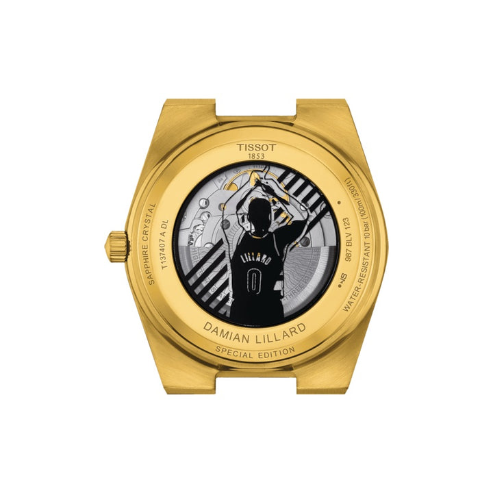 Tissot orologio PRX Powermatic 80 Damian Lillard Special Edition 40mm nero automatico acciaio finitura PVD oro giallo T137.407.33.051.00