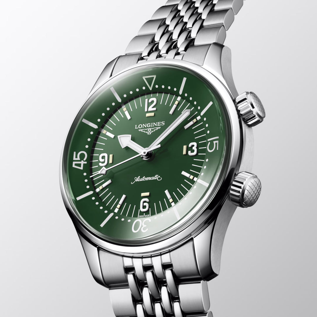 Longines orologio Legend Diver 39mm verde automatico acciaio L3.764.4.06.6