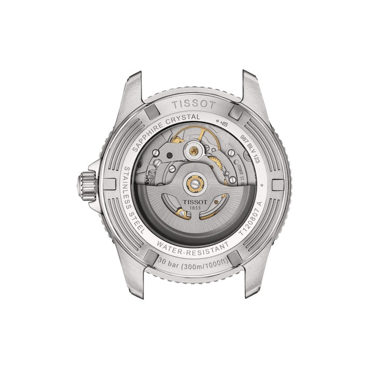 Tissot orologio Seastar 1000 Powermatic 80 40mm grigio automatico acciaio finiture PVD oro giallo T120.807.22.051.00