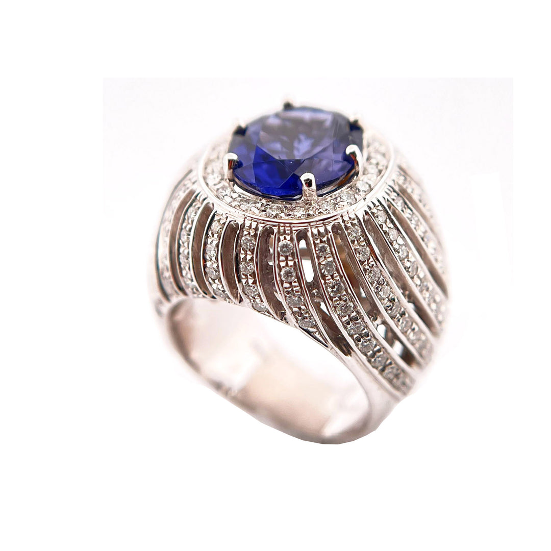 Recurl 18kt gold ring diamonds iolite 0015AG