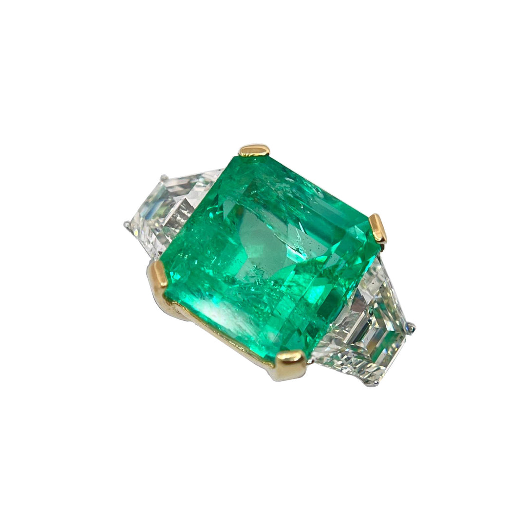 Zydo ring 18kt white gold emerald diamonds 0002AG