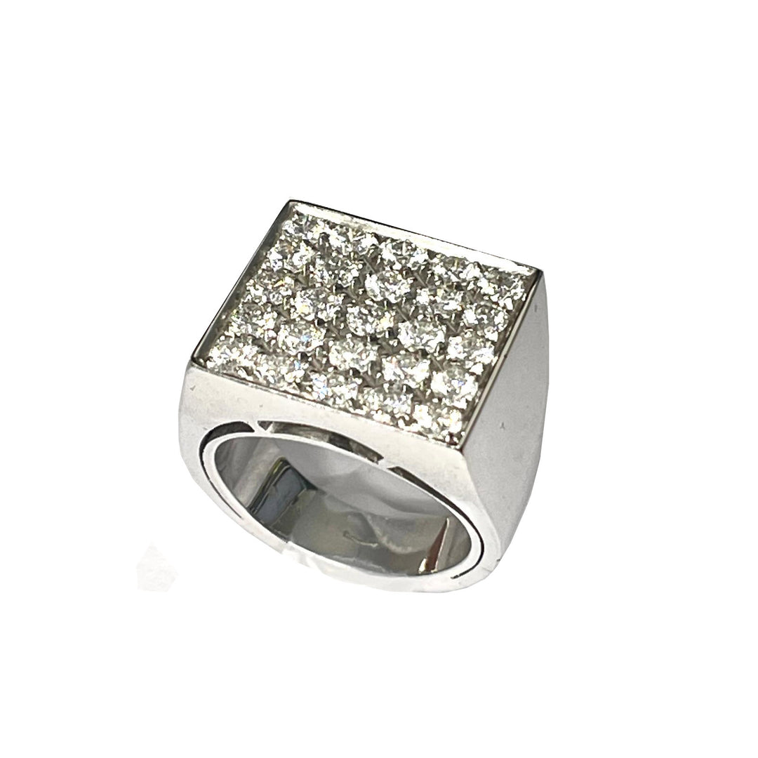 Golpecitos Anillo chevalier Azulejo 18kt Oro Blanco Diamantes 0575A