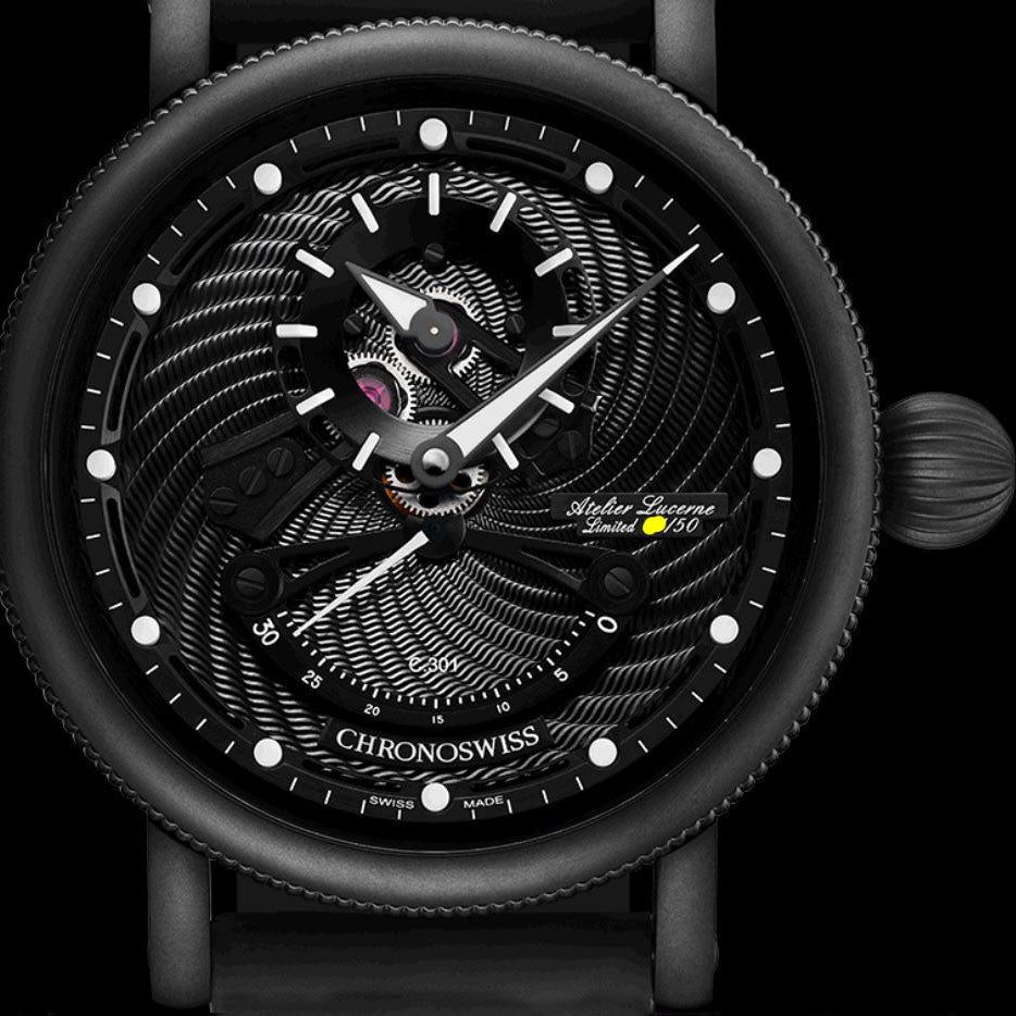 Chronoswiss orologio Open Gear Resec Black Ice Limited Edition 50pezzi 44mm nero automatico acciaio finitura DLC nero CH-6925M-BKBK2