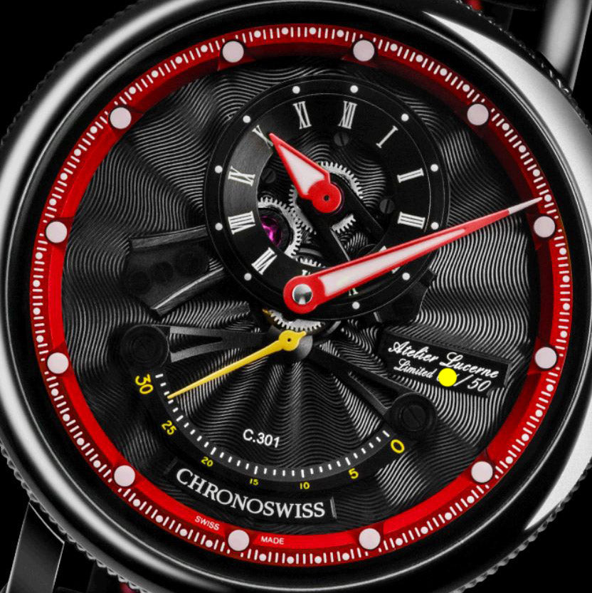 Chronoswiss orologio Open Gear Resec Limited Edition 50pezzi 44mm nero automatico acciaio finitura DLC nero CH-6925-BKRE