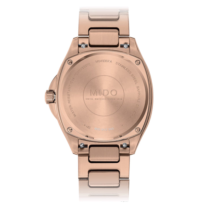 MIDO Multioft TV 35mm Brown TV Automatische Diamonds Stahl Finish PVD Gold Rosa M049.307.33.296.00