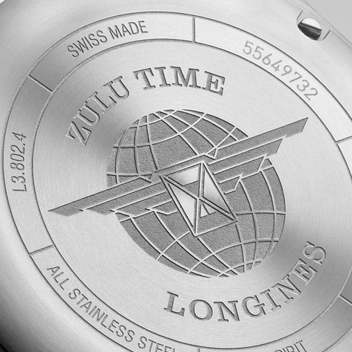 Longines Watch Spirit Zulu Zeit 39 mm schwarzer Automatikstahl L3.802.4.53.6