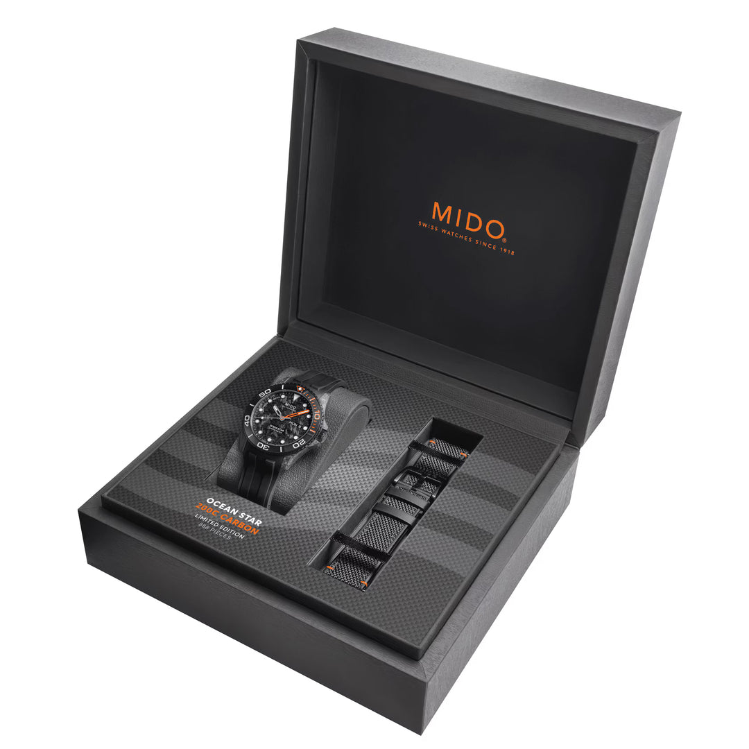 Mido orologio Ocean Star 200C Carbon Limited Edition Certificato Cosc 42mm nero automatico fibra di carbonio M042.431.77.081.00