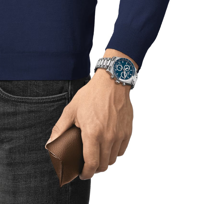 Tissot orologio PR516 Chronograph 40mm blu quarzo acciaio T149.417.11.041.00