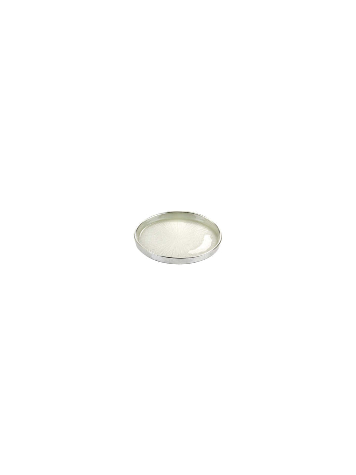 Argenese coaster tray Light D. 12cm glass white pearl silver 0.02868