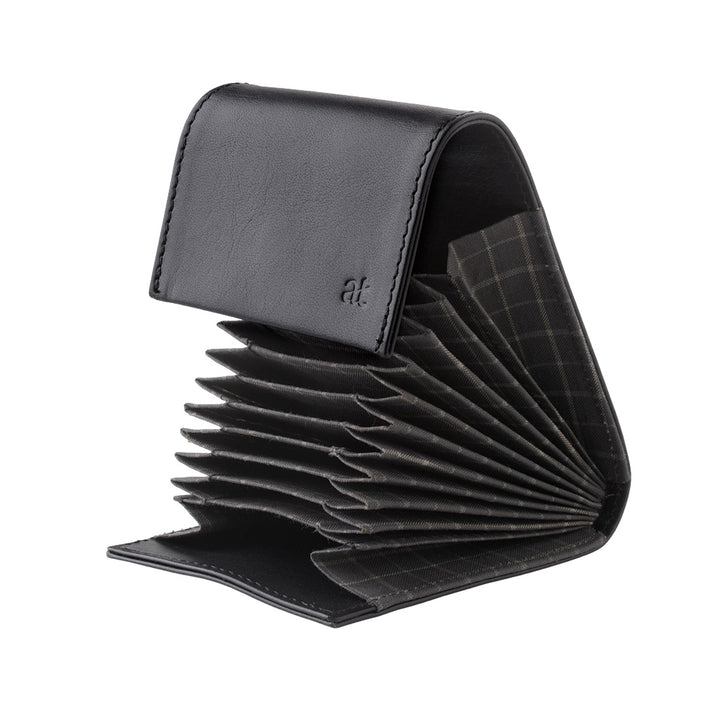 Antica Tuscany Accordion Bellows Genuine Leather Credit Card Holder with 11 compartments and Button Clasp