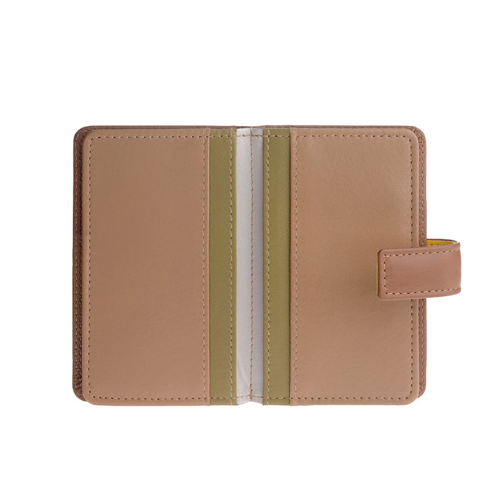 Colorful leather credit card holder with 12 card holder DUDU button closure