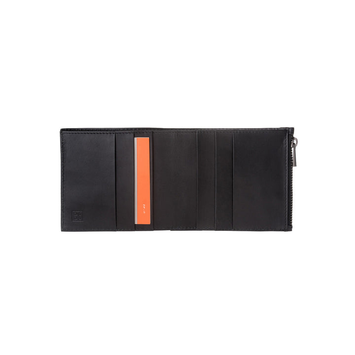 DUDU Men's Genuine Leather Wallet with Zip YKK and Card Holder Slim and Simple Design