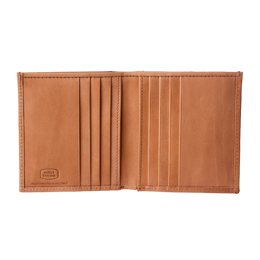 Antique Tuscan Small Italian Genuine Leather Men's Wallet with Coin Wallet and 8 Card Holders