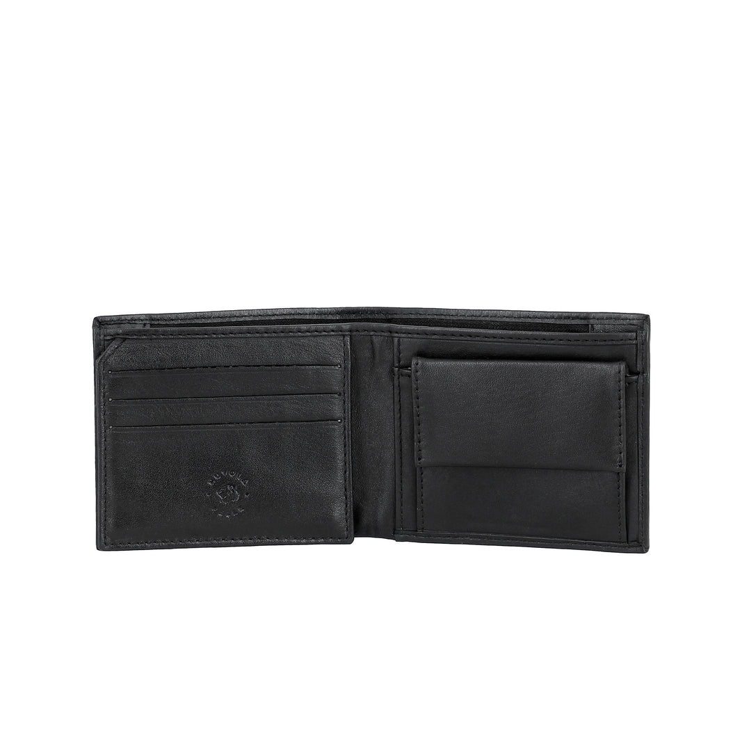 Cloud Leather Men's Small Wallet in Genuine Leather Nappa with Coin Bag and Zipper Zipper Inside