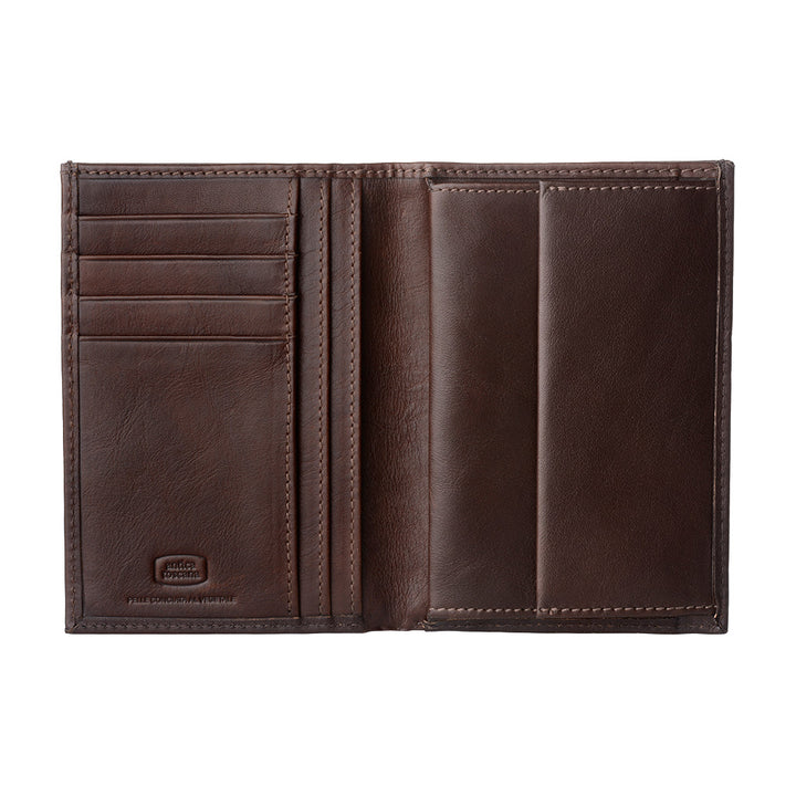 Antique Tuscan Men's Wallet with Vertical Portfolio in Genuine Italian Leather Wallet Cards and Banknotes