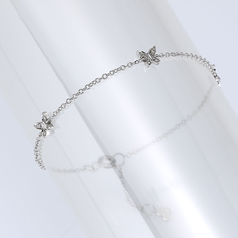 Sidalo bracciale Tris di Farfalle oro bianco 18kt diamanti 0,09ct 0168-7BR - Capodagli 1937