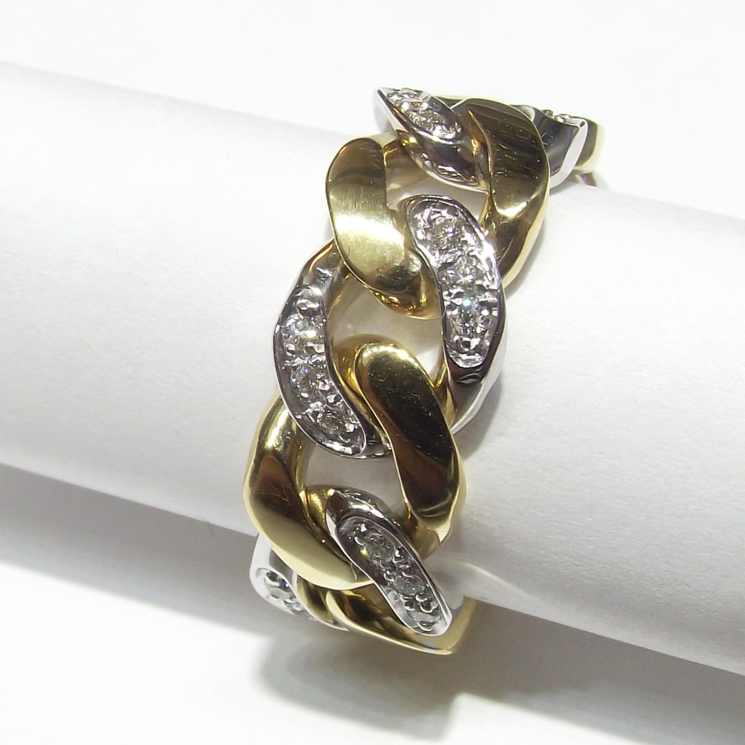 Sidalo anello a catena Groumette oro bianco giallo 18kt diamanti 0370A - Capodagli 1937