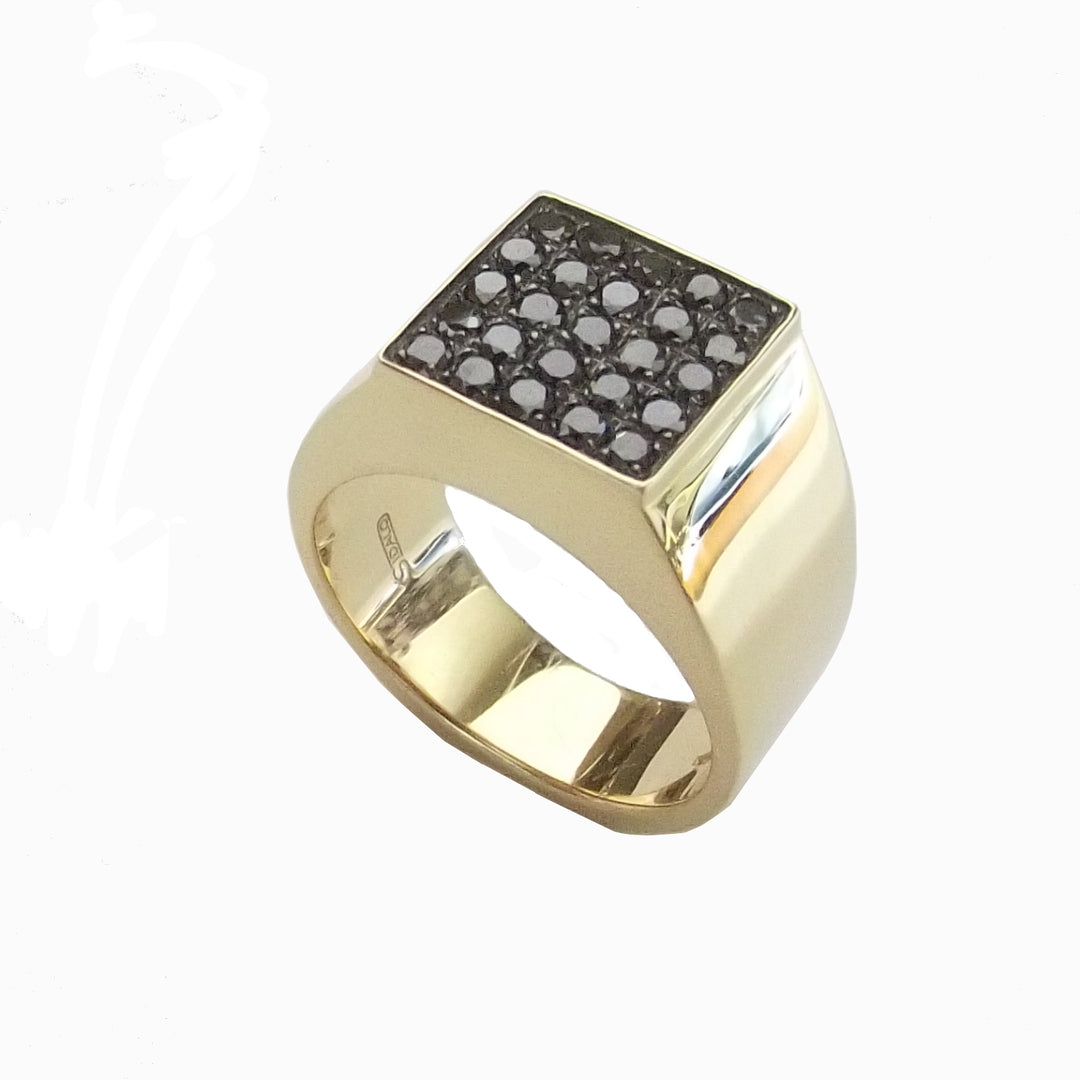 Sidalo anello chevalier Carré oro rosa 18kt diamanti black 0437A - Capodagli 1937
