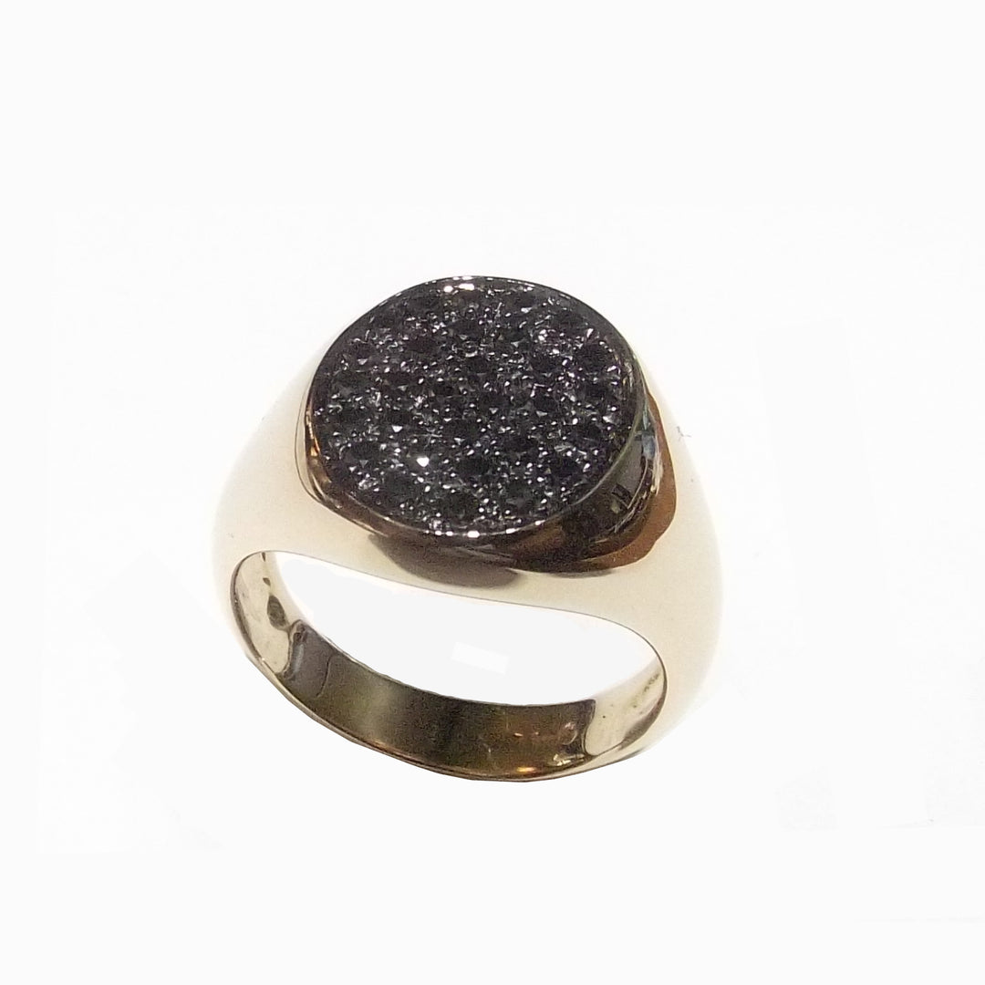 Sidalo anello chevalier ovale oro rosa 18kt diamanti black 04541A - Capodagli 1937