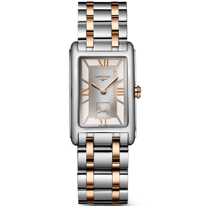 Longines orologio DolceVita 23,30x37,00mm bianco quarzo acciaio e oro rosa 18kt L5.512.5.75.7