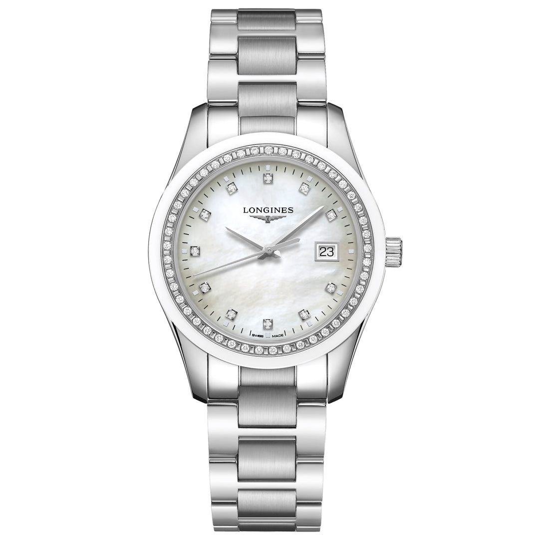 Longines orologio Conquest Classic 36mm madreperla diamanti quarzo acciaio L2.387.0.87.6 - Gioielleria Capodagli