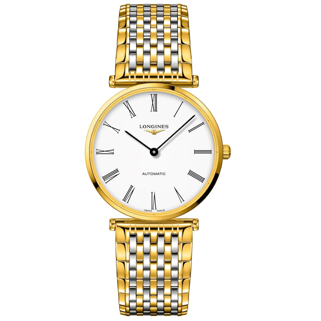 Longines watch Le Grande Classique 38mm white automatic steel finishes PVD yellow gold L4.918.2.11.7