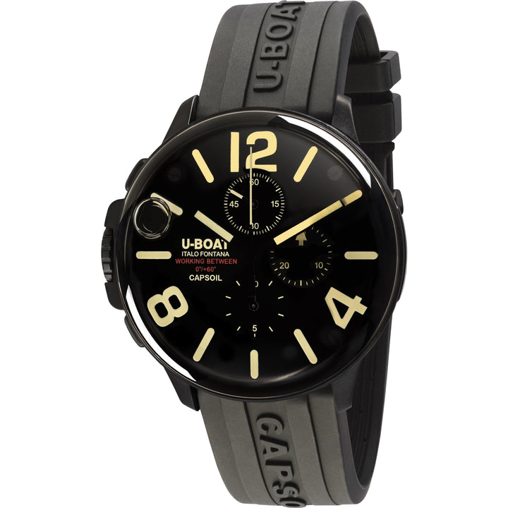 Reloj U-BOAT Capsoil Chrono DLC 45 mm negro Acabado de acero de cuarzo negro DLC 8109/D