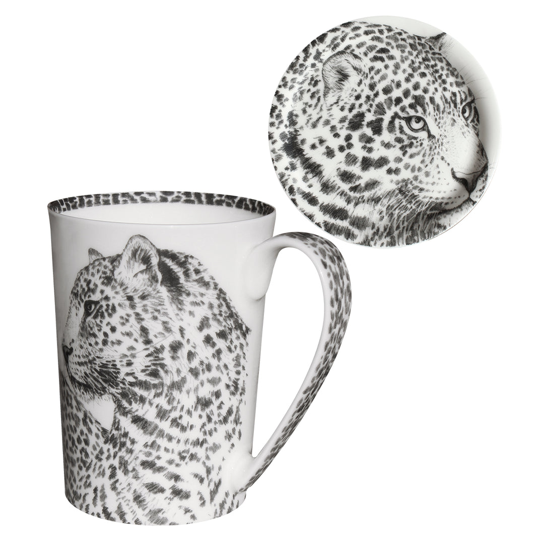 Taitù tazza mug con coperchio leopardo Wild Spirit porcellana fine bona china 12-1-4-A - Gioielleria Capodagli