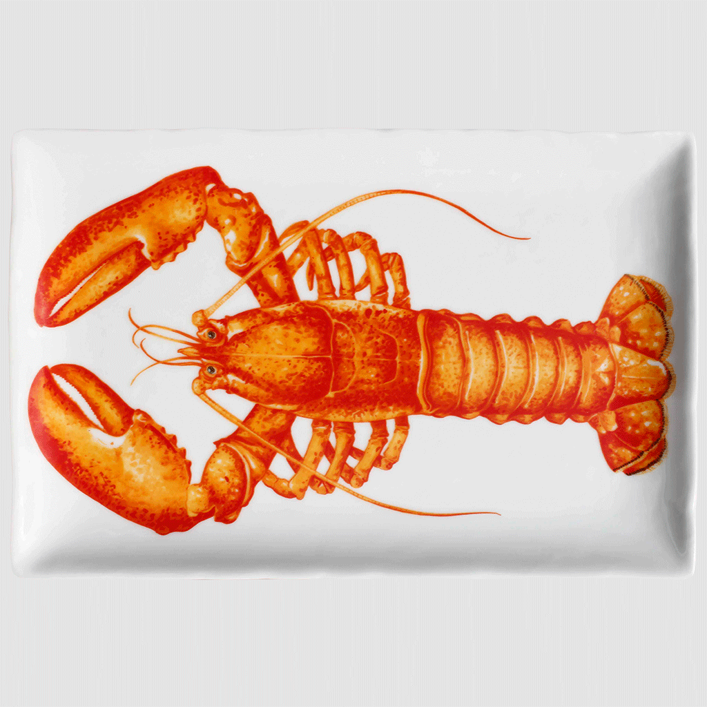 Taitu plate serving Lobster rectangular porcelain Fine Bone China 12-10-9-A