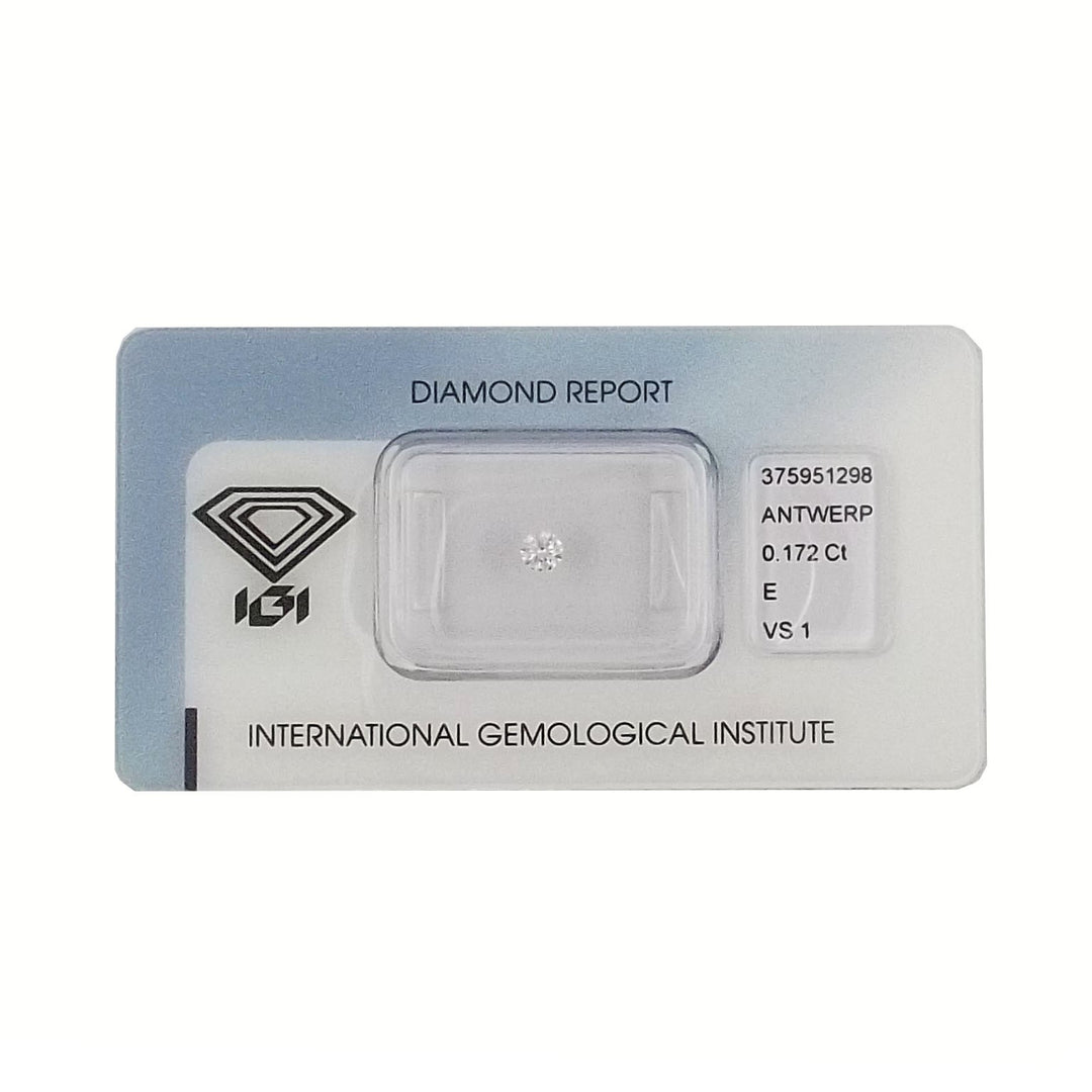IGI diamante in blister certificato taglio brillante 0,172ct colore E purezza VS 1 - Capodagli 1937