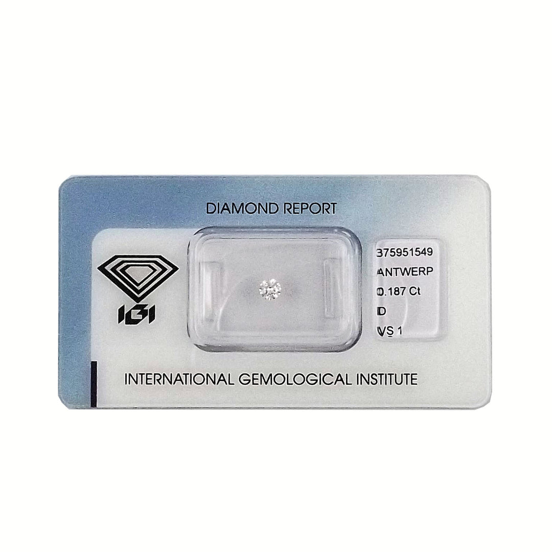IGI diamante in blister certificato taglio brillante 0,187ct colore D purezza VS 1 - Capodagli 1937