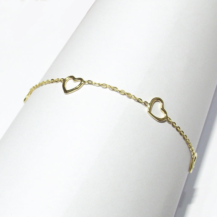 5 Head Bracelet Hearts 925 silver wire PVD finish yellow gold CPD-BRA-ARG-0001-G
