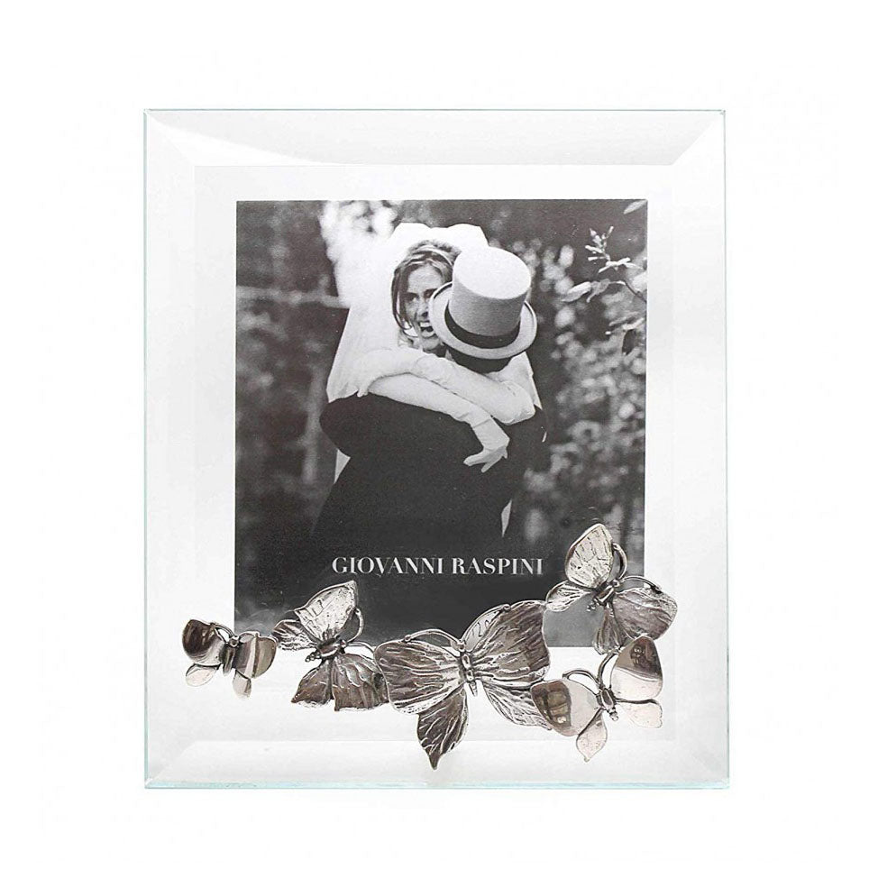 Giovanni Raspini cornice Luce Farfalle piccola vetro 8,5 x9,5cm argento 925 2217 - Capodagli 1937