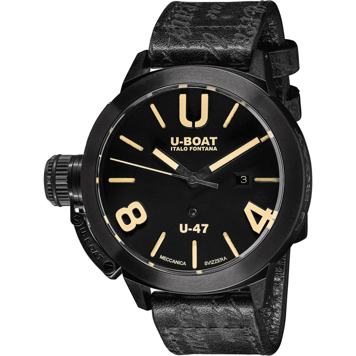 Reloj U-BOAT Classic U-47 AB1 47mm negro Acabado automático de acero PVD negro 9160