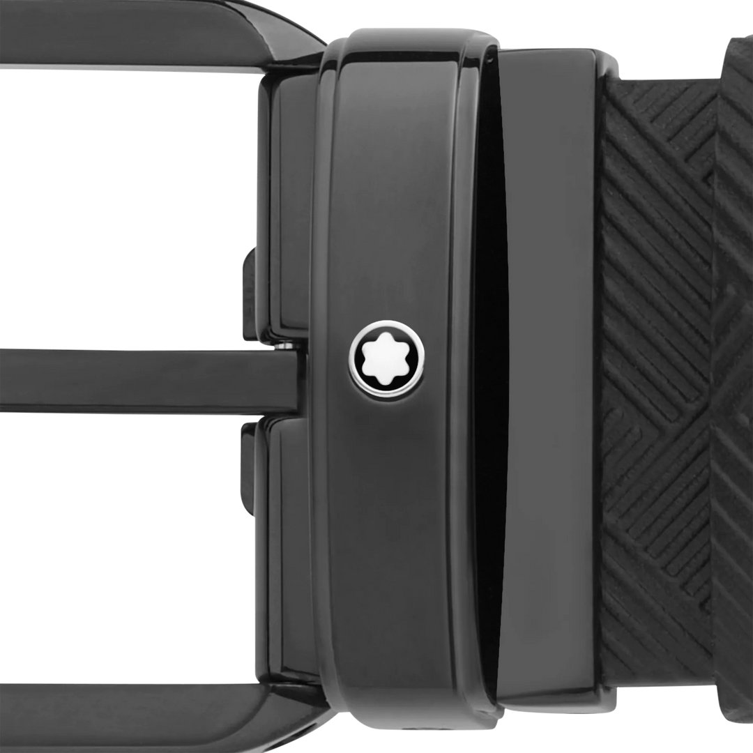 Montblanc 35 -mm -Gürtel rechteckiger PVD schwarzes reversible Leder in extrem 3,0 schwarz 130587