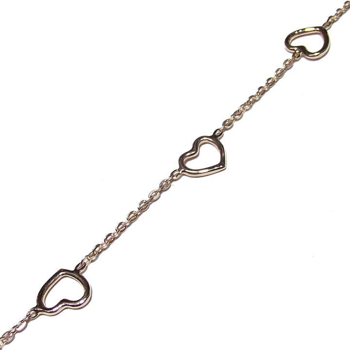 Boucles d'oreilles Bracelet 5 Coeurs Fil Argent 925 finition PVD or rose CPD-BRA-ARG-0001-R