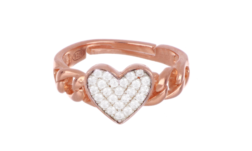 Hearts Milan One Love ring Montenapoleone Collection 925 silver finish PVD rose gold 24915922