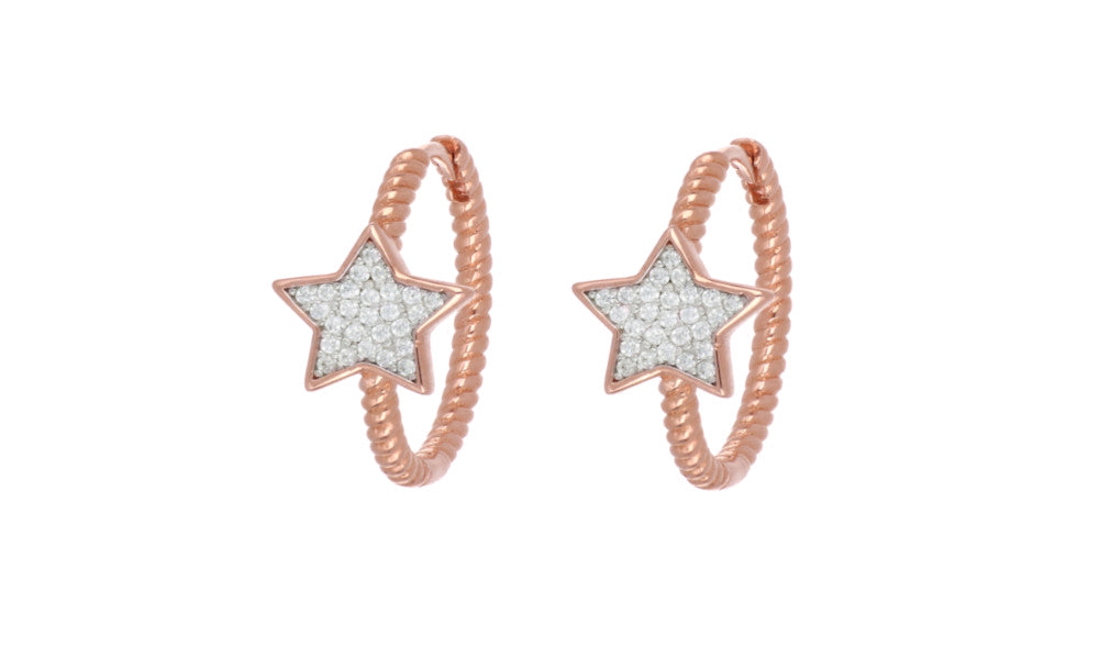 Hearts Milan Circle Pendientes Falling Star Spiga Collection Silver 925 Finish Pvd Gold Rose 24917179