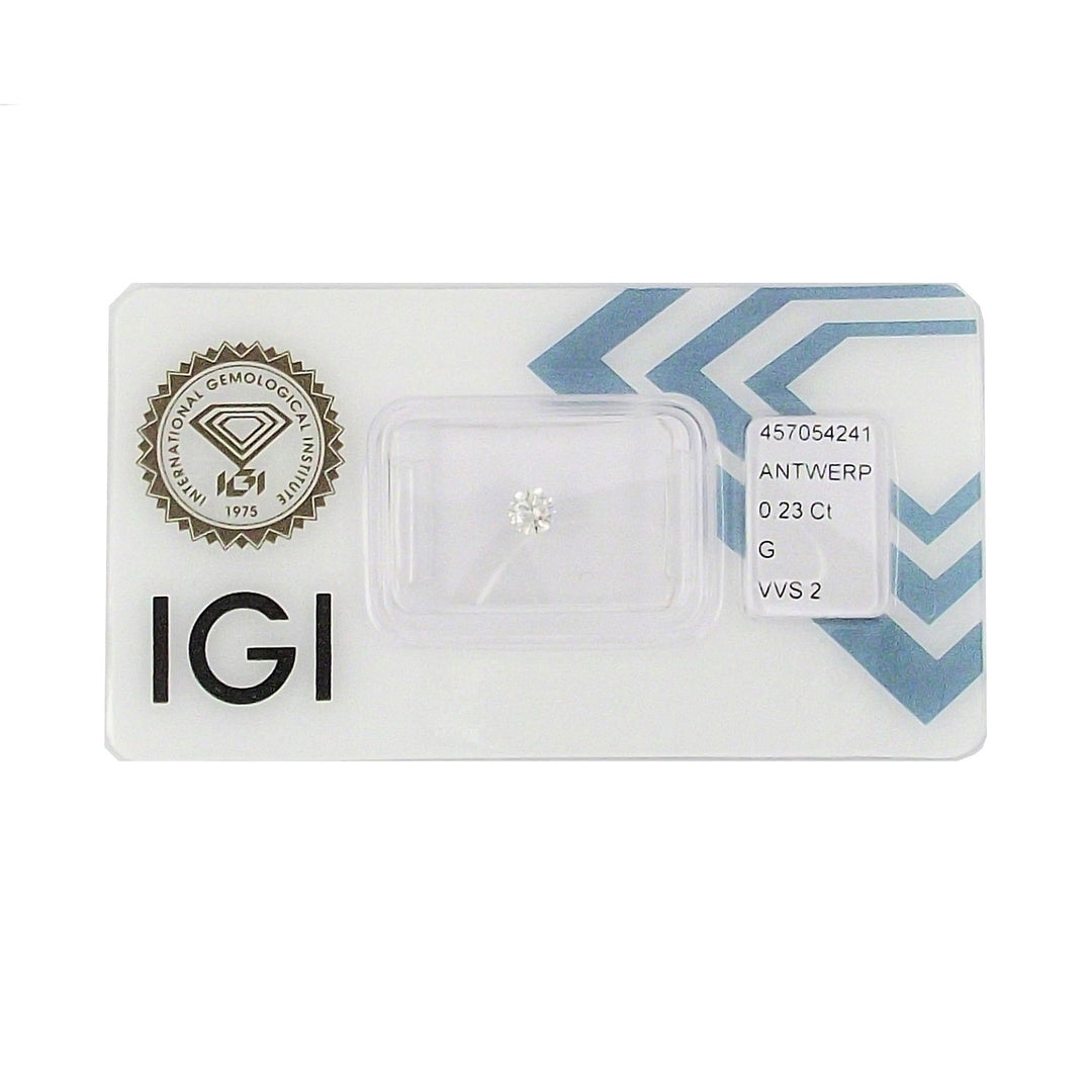 IGI diamante in blister certificato taglio brillante 0,23ct colore G purezza VVS 2 - Capodagli 1937