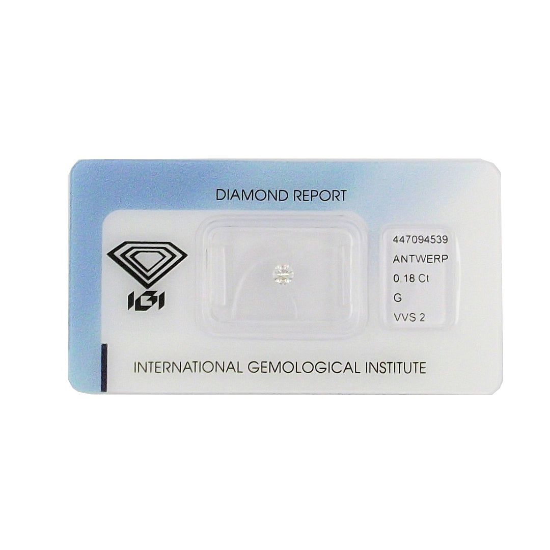 IGI diamante in blister certificato taglio brillante 0,18ct colore G purezza VVS 2 - Capodagli 1937