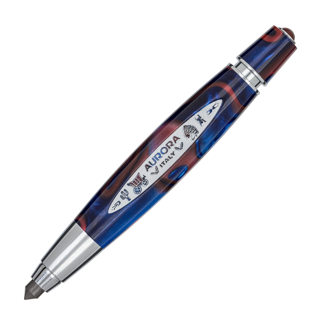 Aurora sketch pen Produzioni Limitate Sketch pen America in resina screziata blu rossa e bianca.  508 - Gioielleria Capodagli