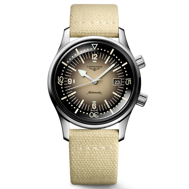 Reloj Longines Legend Diver 42mm acero automático beige L3.774.4.30.2
