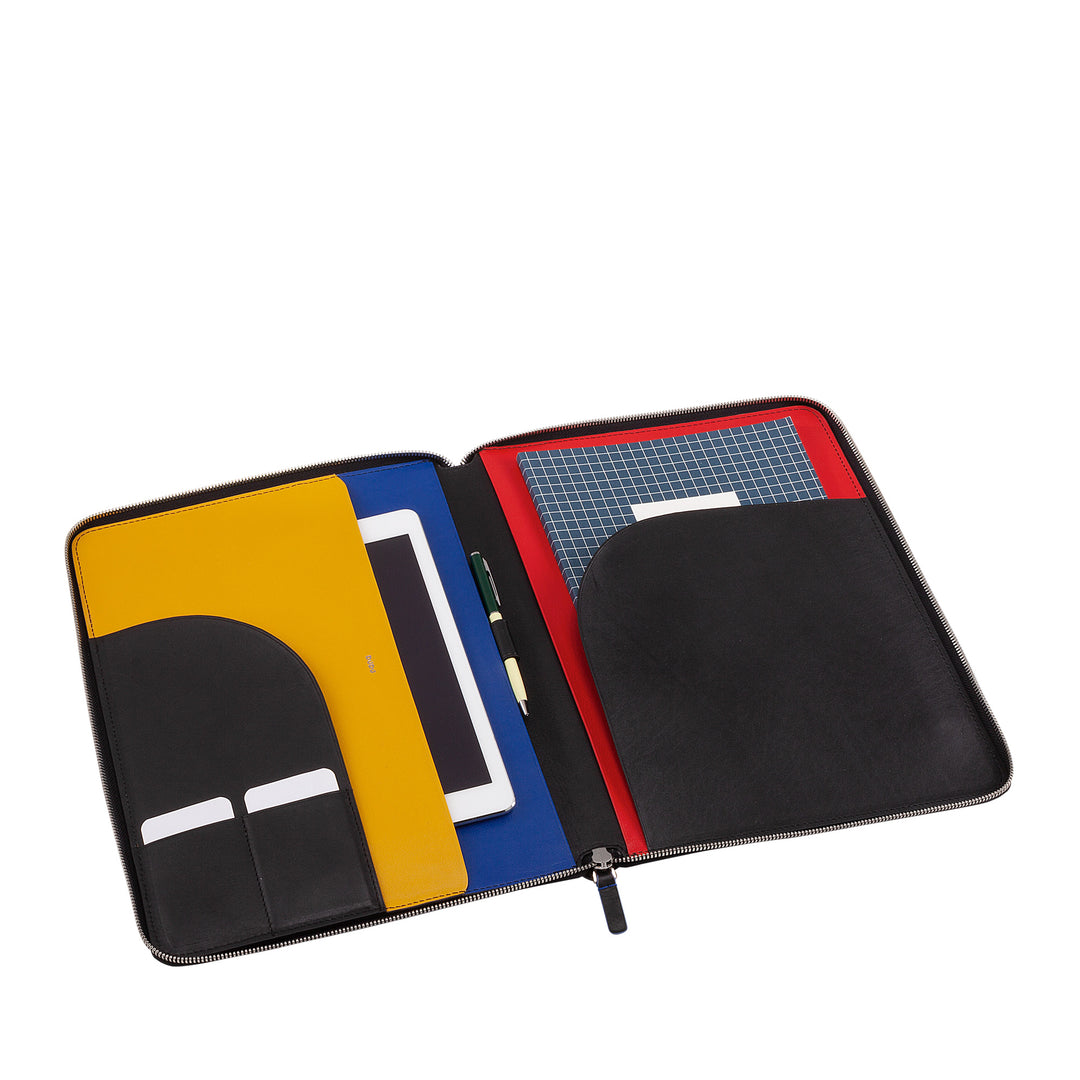 DuDu Portapapeles de cuero A4 Portapapeles de oficina Portapapeles de Tablet iPad multicolor con cremallera