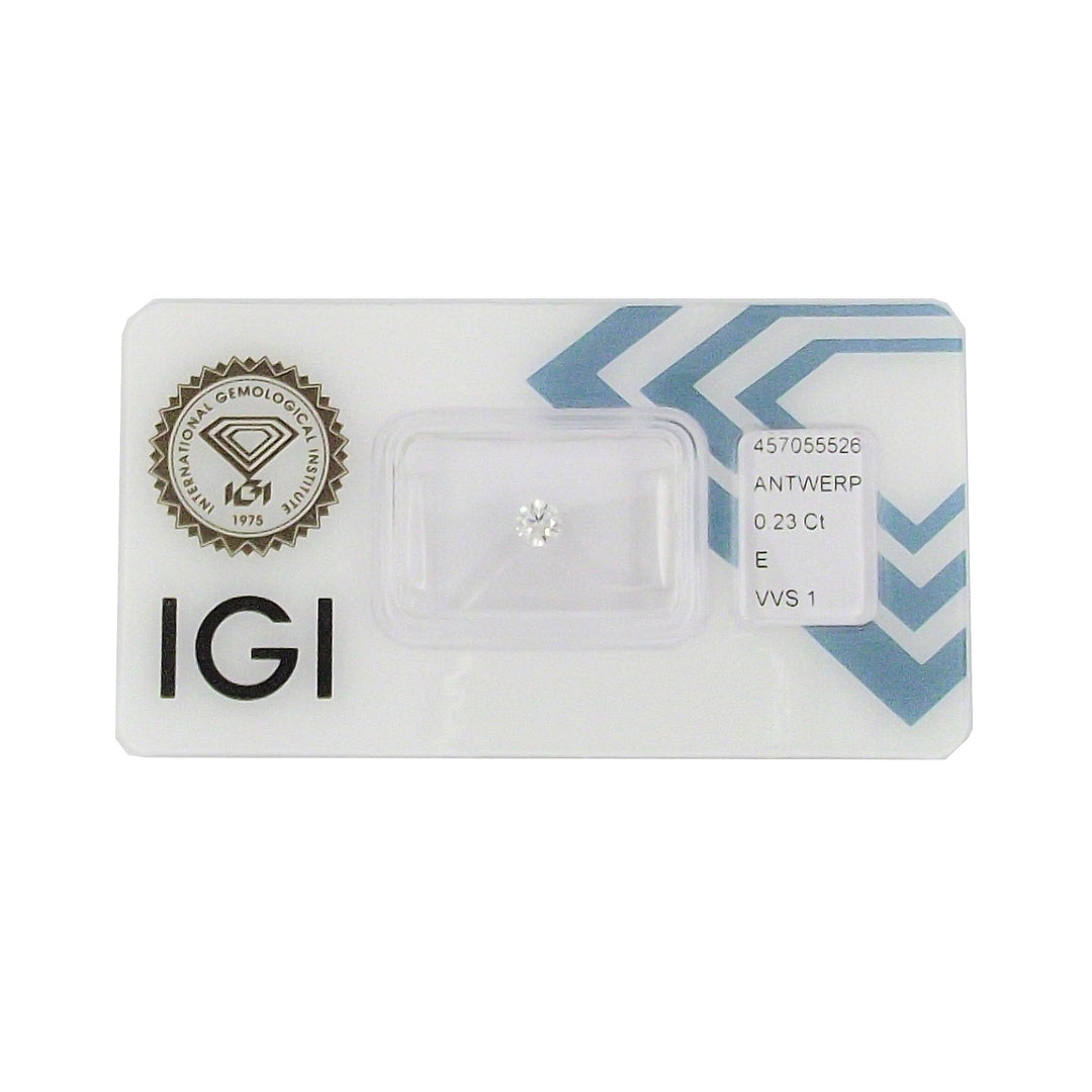 IGI diamante in blister certificato taglio brillante 0,23ct colore E purezza VVS 1 - Capodagli 1937