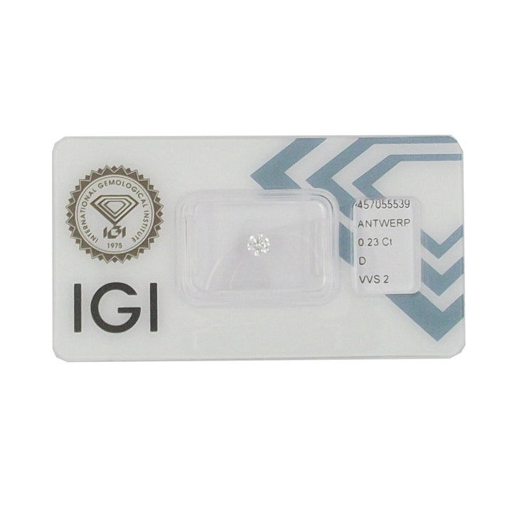 IGI diamante in blister certificato taglio brillante 0,23ct colore D purezza VVS 2 - Capodagli 1937