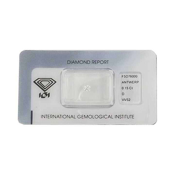 IGI diamante in blister certificato taglio brillante 0,15ct colore D purezza VVS 2 - Capodagli 1937