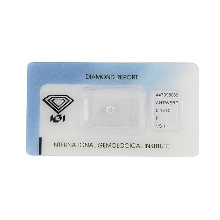 IGI diamante in blister certificato taglio brillante 0,18ct colore F purezza VS 1 - Capodagli 1937